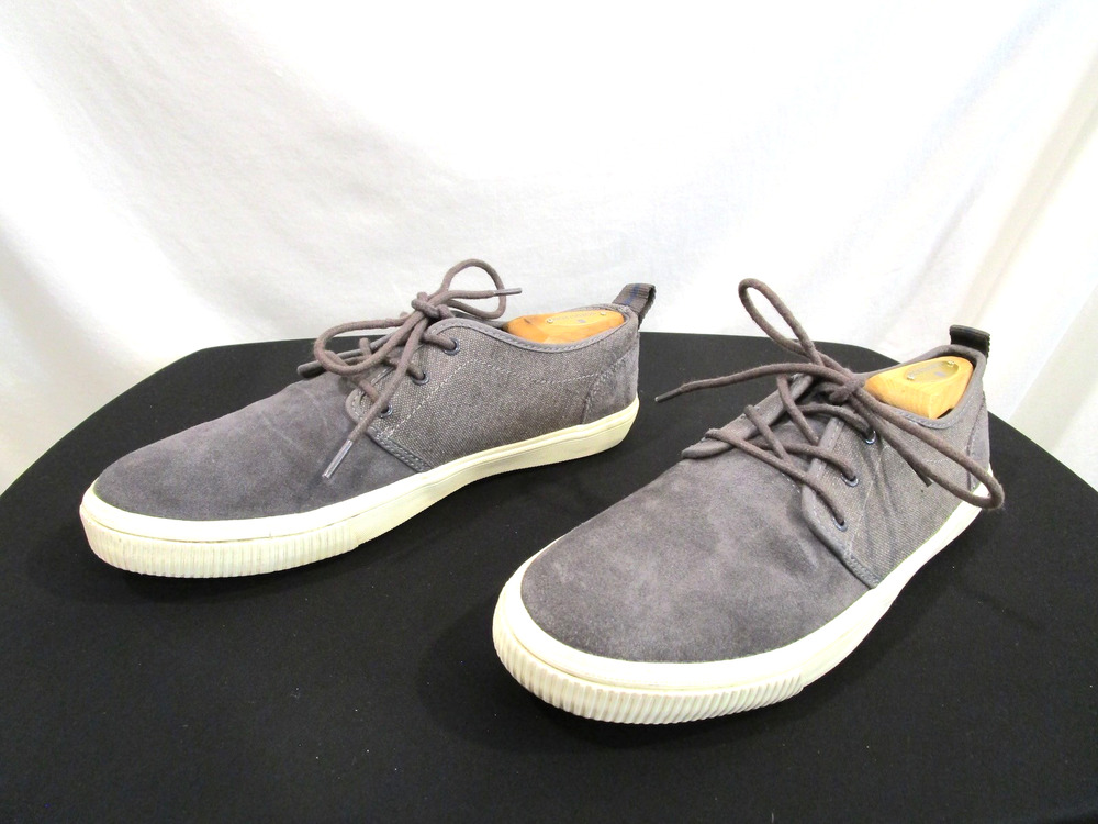 TOMS Carlo Gray Suede & Canvas Lace Up Casual Sneakers Men Sz 10